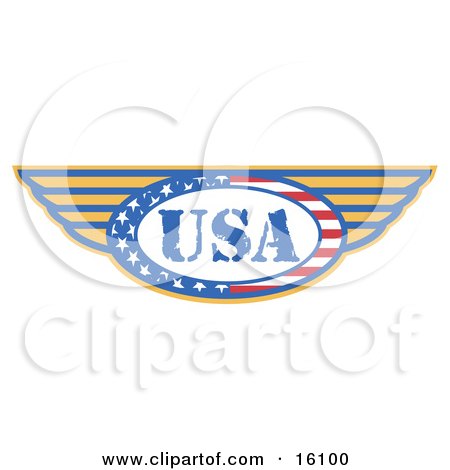 Circle Of Stars And Stripes Around The Usa, Made In The United States, With Wings Clipart Illustration by Andy Nortnik