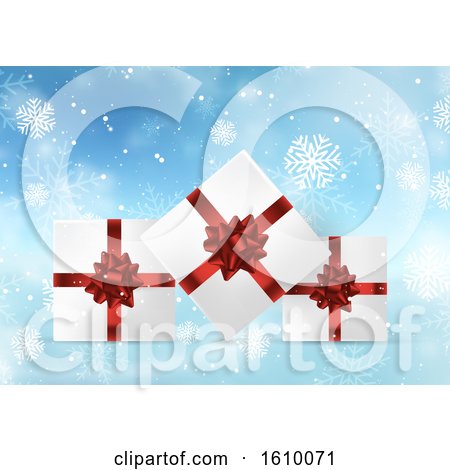 Christmas Gifts on Snowy Background by KJ Pargeter