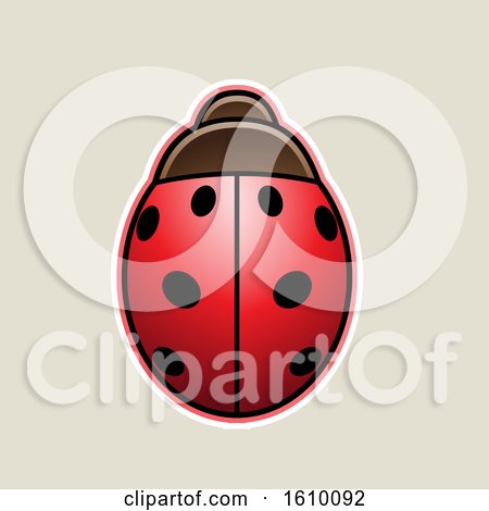 Clipart of a Cartoon Styled Red Ladybug Icon on a Beige Background - Royalty Free Vector Illustration by cidepix
