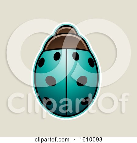 Clipart of a Cartoon Styled Persian Green Ladybug Icon on a Beige Background - Royalty Free Vector Illustration by cidepix