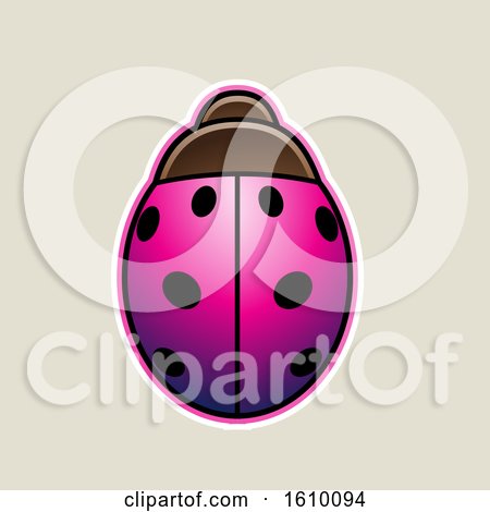 Clipart of a Cartoon Styled Magenta Ladybug Icon on a Beige Background - Royalty Free Vector Illustration by cidepix