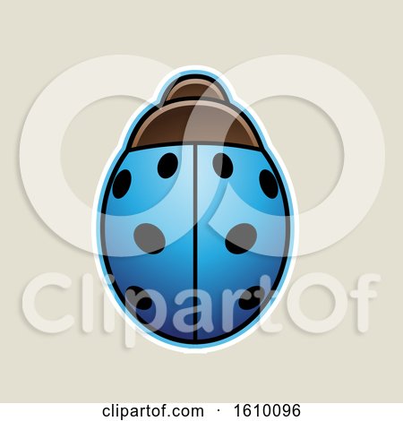 Clipart of a Cartoon Styled Blue Ladybug Icon on a Beige Background - Royalty Free Vector Illustration by cidepix