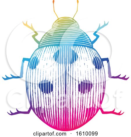 Clipart of a Sketched Colorful Ladybug - Royalty Free Vector Illustration by cidepix