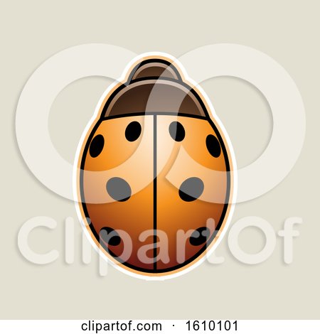 Clipart of a Cartoon Styled Orange Ladybug Icon on a Beige Background - Royalty Free Vector Illustration by cidepix
