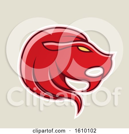 Clipart of a Cartoon Styled Red Icon on a Beige Background - Royalty Free Vector Illustration by cidepix