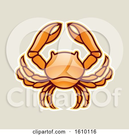 Clipart of a Cartoon Styled Orange Cancer Crab Icon on a Beige Background - Royalty Free Vector Illustration by cidepix