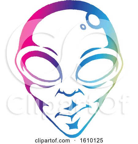 Clipart of a Gradient Colorful Alien Face - Royalty Free Vector Illustration by cidepix