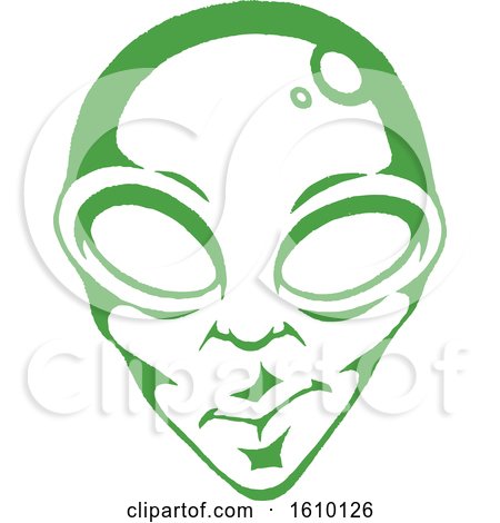 Clipart of a Green Alien Face - Royalty Free Vector Illustration by cidepix
