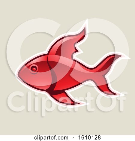 Clipart of a Cartoon Styled Red Fish Icon on a Beige Background - Royalty Free Vector Illustration by cidepix