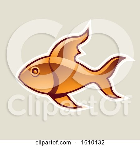 Clipart of a Cartoon Styled Orange Fish Icon on a Beige Background - Royalty Free Vector Illustration by cidepix