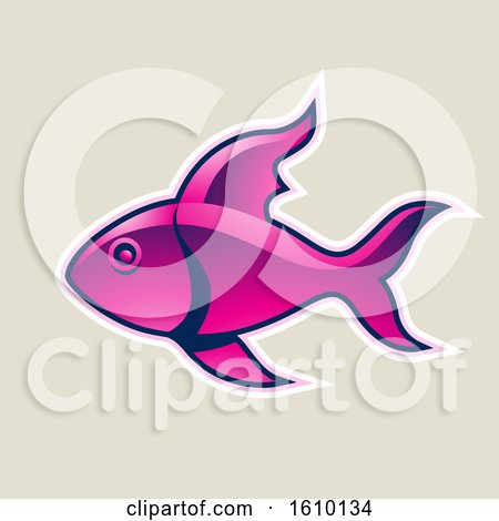Clipart of a Cartoon Styled Magenta Fish Icon on a Beige Background - Royalty Free Vector Illustration by cidepix