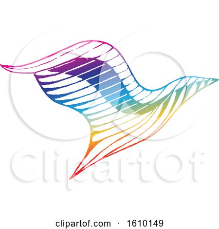 Clipart of a Sketched Colorful Eagle - Royalty Free Vector Illustration by cidepix