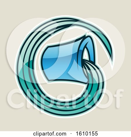 Clipart of a Cartoon Styled Blue Aquarius Bucket Icon on a Beige Background - Royalty Free Vector Illustration by cidepix