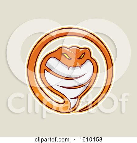Clipart of a Cartoon Styled Orange Cobra Snake Icon on a Beige Background - Royalty Free Vector Illustration by cidepix