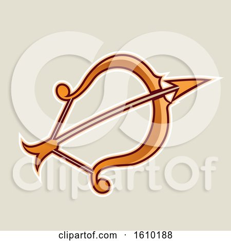Clipart of a Cartoon Styled Orange Bow and Arrow Icon on a Beige Background - Royalty Free Vector Illustration by cidepix