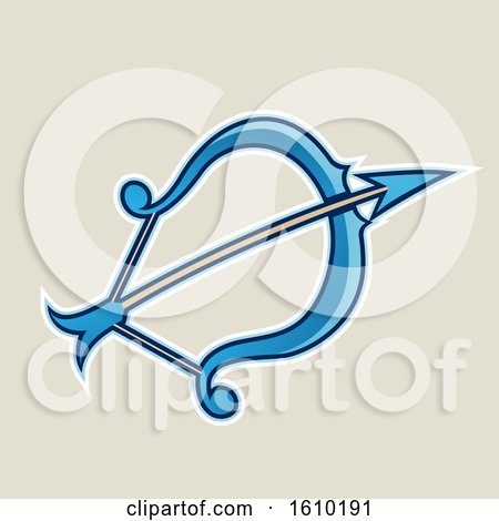 Clipart of a Cartoon Styled Blue Bow and Arrow Icon on a Beige Background - Royalty Free Vector Illustration by cidepix