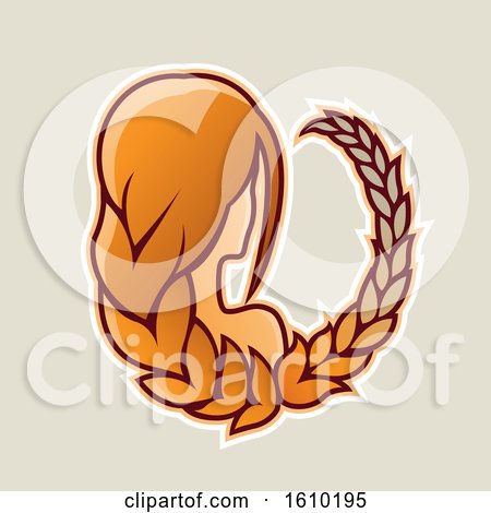 Clipart of a Cartoon Styled Orange Haired Virgo Icon on a Beige Background - Royalty Free Vector Illustration by cidepix