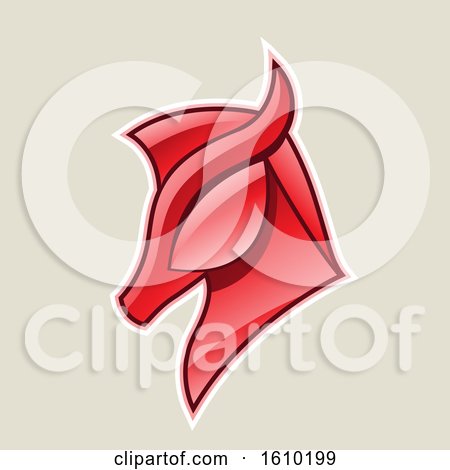 Clipart of a Cartoon Styled Red Horse Head Icon on a Beige Background - Royalty Free Vector Illustration by cidepix