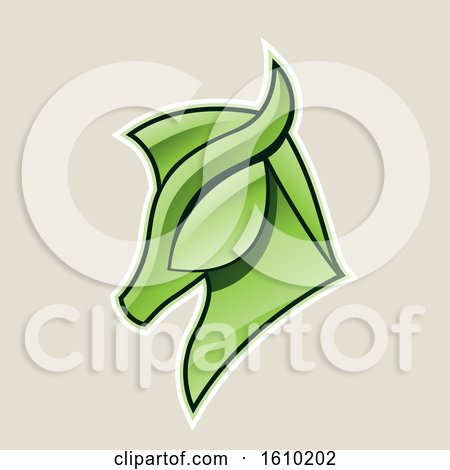 Clipart of a Cartoon Styled Green Horse Head Icon on a Beige Background - Royalty Free Vector Illustration by cidepix