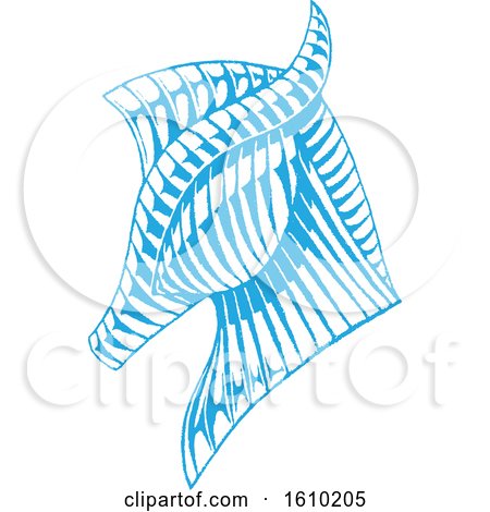 Clipart of a Sketched Blue Horse Head - Royalty Free Vector Illustration by cidepix