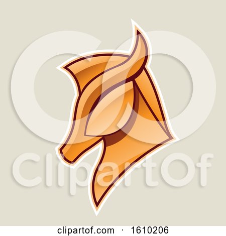 Clipart of a Cartoon Styled Orange Horse Head Icon on a Beige Background - Royalty Free Vector Illustration by cidepix