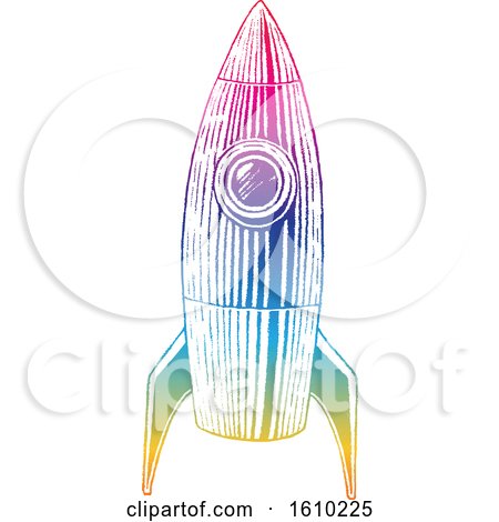 Clipart of a Sketched Colorful Rocket - Royalty Free Vector Illustration by cidepix