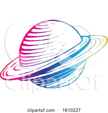 Clipart of a Sketched Colorful Planet - Royalty Free Vector Illustration by cidepix
