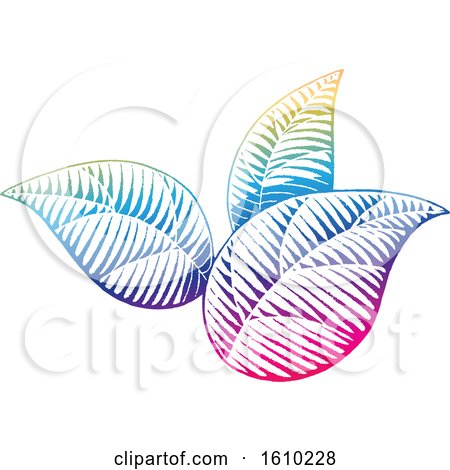 Clipart of Sketched Colorful Leaves - Royalty Free Vector Illustration by cidepix