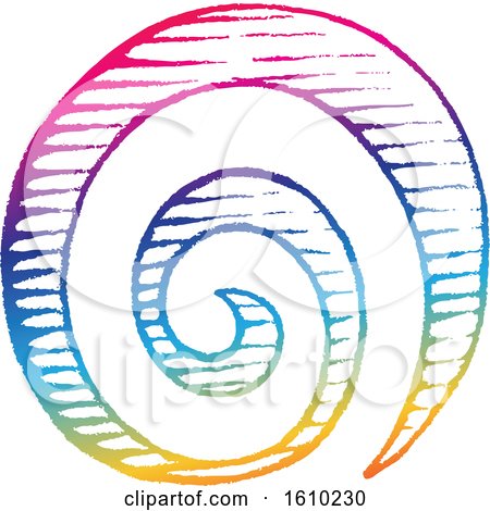 Clipart of a Sketched Colorful Spiral Galaxy - Royalty Free Vector Illustration by cidepix