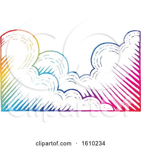 Clipart of a Sketched Sky with Colorful Clouds - Royalty Free Vector Illustration by cidepix