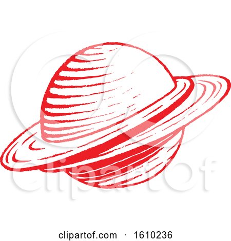 Clipart of a Sketched Red Planet - Royalty Free Vector Illustration by cidepix