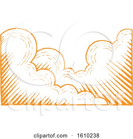 Clipart of a Sketched Sky with Orange Clouds - Royalty Free Vector Illustration by cidepix