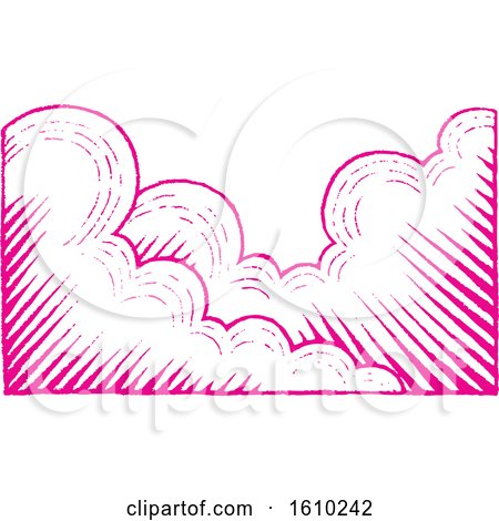 Clipart of a Sketched Sky with Pink Clouds - Royalty Free Vector Illustration by cidepix