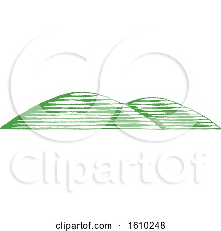 Clipart of Sketched Green Hills - Royalty Free Vector Illustration by cidepix