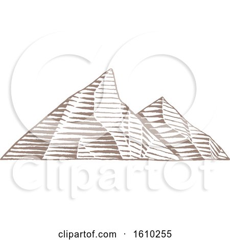 Clipart of Sketched Brown Mountains - Royalty Free Vector Illustration by cidepix