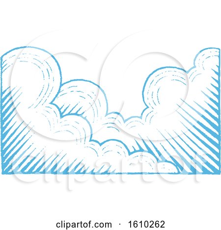 Clipart of a Sketched Sky with Blue Clouds - Royalty Free Vector Illustration by cidepix