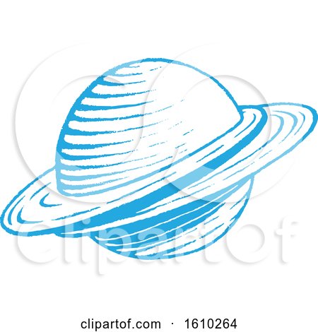 Clipart of a Sketched Blue Planet - Royalty Free Vector Illustration by cidepix
