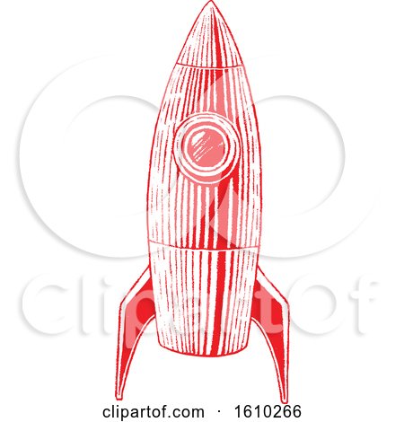Clipart of a Sketched Red Rocket - Royalty Free Vector Illustration by cidepix
