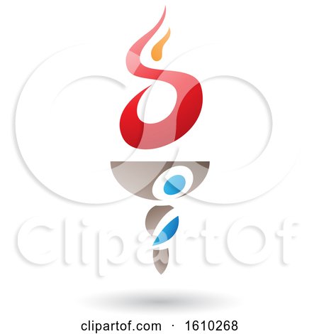 Clipart of a Flaming Torch with Letter S Shaped Fire - Royalty Free Vector Illustration by cidepix