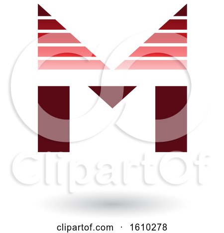 Clipart of a Striped Red Letter M - Royalty Free Vector Illustration by cidepix