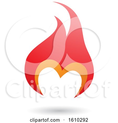 Clipart of a Flame Shaped Red and Orange Letter M - Royalty Free Vector Illustration by cidepix