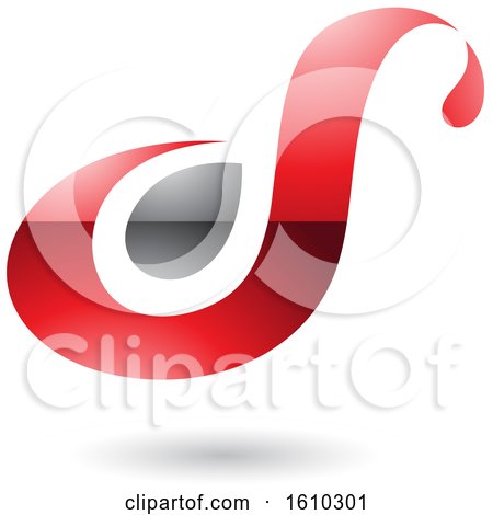 Clipart of a Red and Gray Letter S - Royalty Free Vector Illustration by cidepix