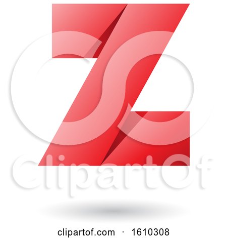 Clipart of a Red Folded Paper Styled Letter Z - Royalty Free Vector Illustration by cidepix