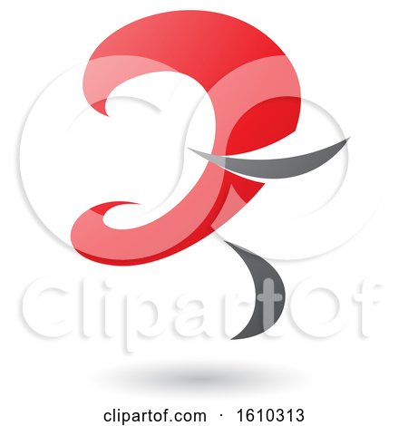 Clipart of a Red and Gray Curvy Letter Z - Royalty Free Vector Illustration by cidepix