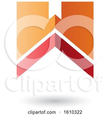 Clipart of a Thick Striped Red and Orange Letter W - Royalty Free Vector Illustration by cidepix
