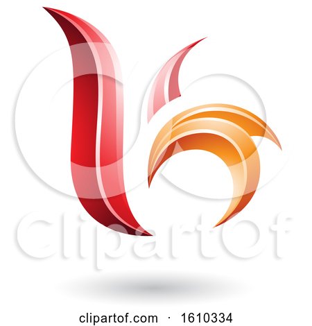 Clipart of a Red and Orange Letter B or K - Royalty Free Vector Illustration by cidepix