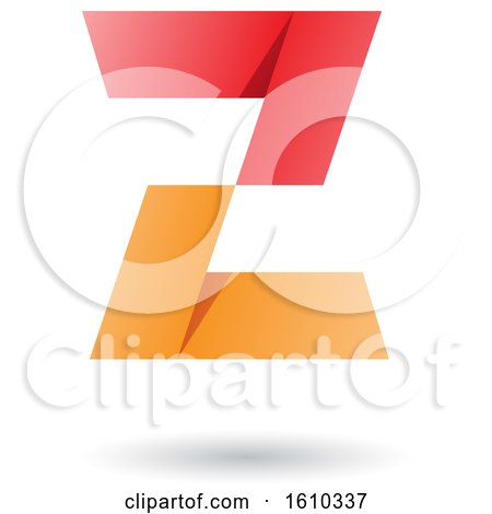 Clipart of a Red and Orange Folded Paper Styled Letter Z - Royalty Free Vector Illustration by cidepix