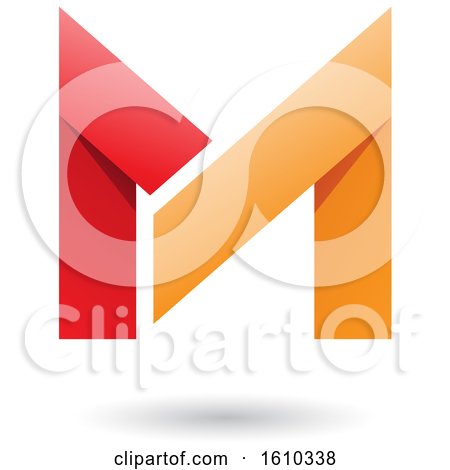 Clipart of a Folded Paper Red and Orange Letter M - Royalty Free Vector Illustration by cidepix