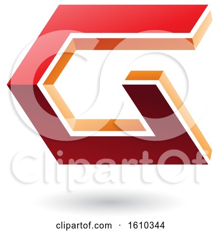 Clipart of a Red and Orange Angled Letter G - Royalty Free Vector Illustration by cidepix