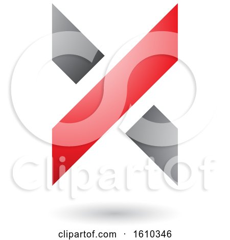 Clipart of a Red and Gray Letter X - Royalty Free Vector Illustration by cidepix